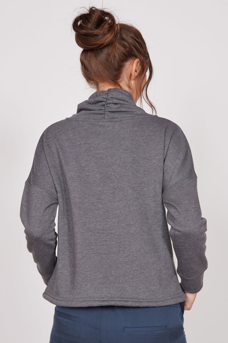 Jeetly.comEvelyn Grey Marl Cowl Neck Pullover TopLoungewear
