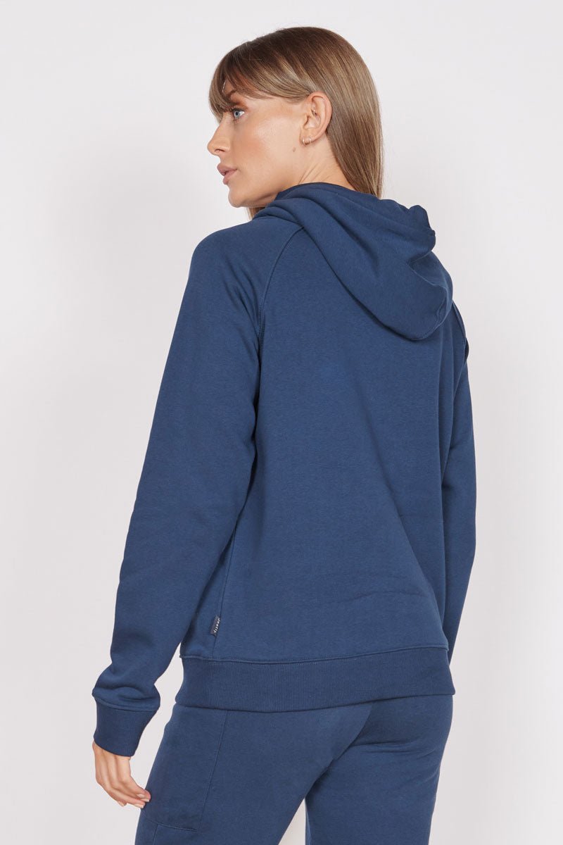 Jeetly.comLacey Navy Loungewear Cross Neck HoodieLoungewear
