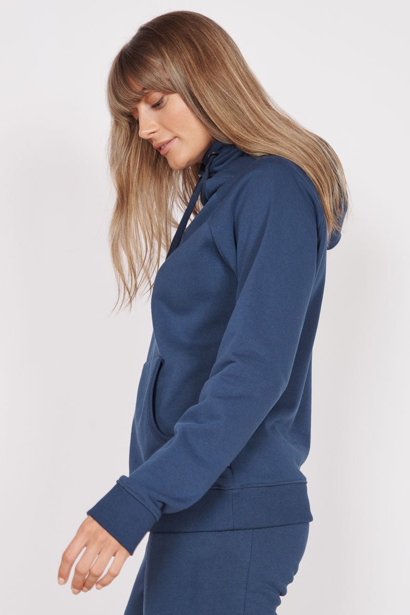 Jeetly.comLacey Navy Loungewear Cross Neck HoodieLoungewear