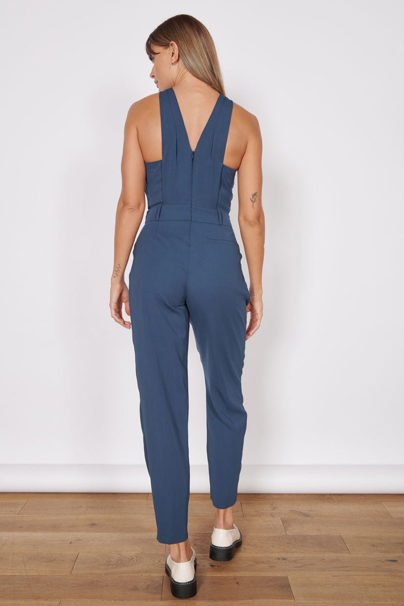 Jeetly.comRenee Navy High Cross Neck Tailored JumpsuitJumpsuit