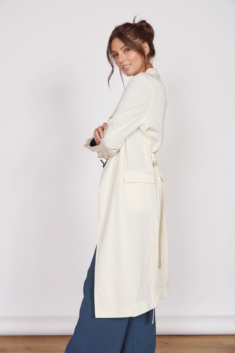 Long cream duster coat sale