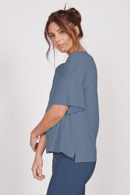 Jeetly.comElla Blue Over Sized V Neck T-ShirtShirts & Tops