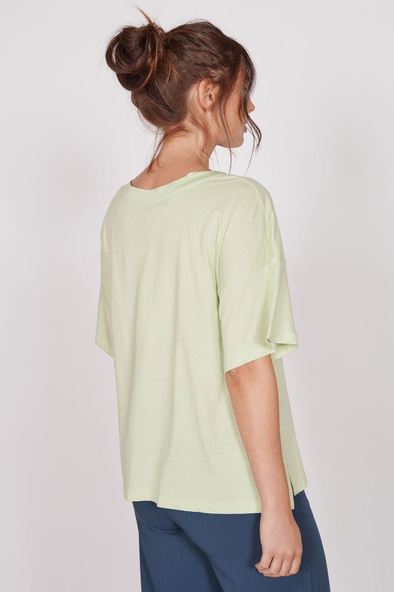 Jeetly.comElla Green Over Sized V Neck T-ShirtShirts & Tops