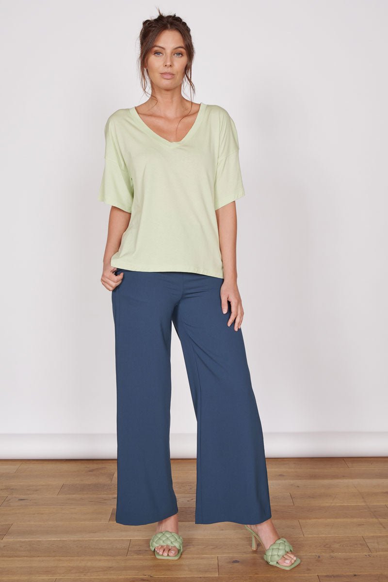 Jeetly.comElla Green Over Sized V Neck T-ShirtShirts & Tops
