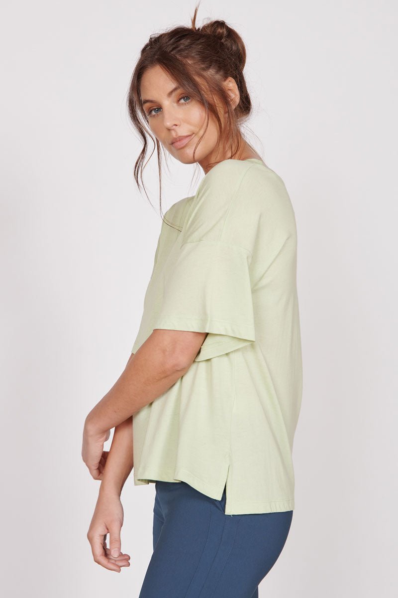 Jeetly.comElla Green Over Sized V Neck T-ShirtShirts & Tops