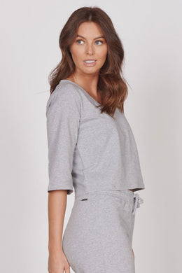 Jeetly.comErin Grey Marl Soft Touch Lounge TopLoungewear