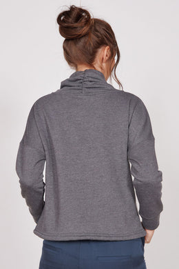 Jeetly.comEvelyn Grey Marl Cowl Neck Pullover TopLoungewear
