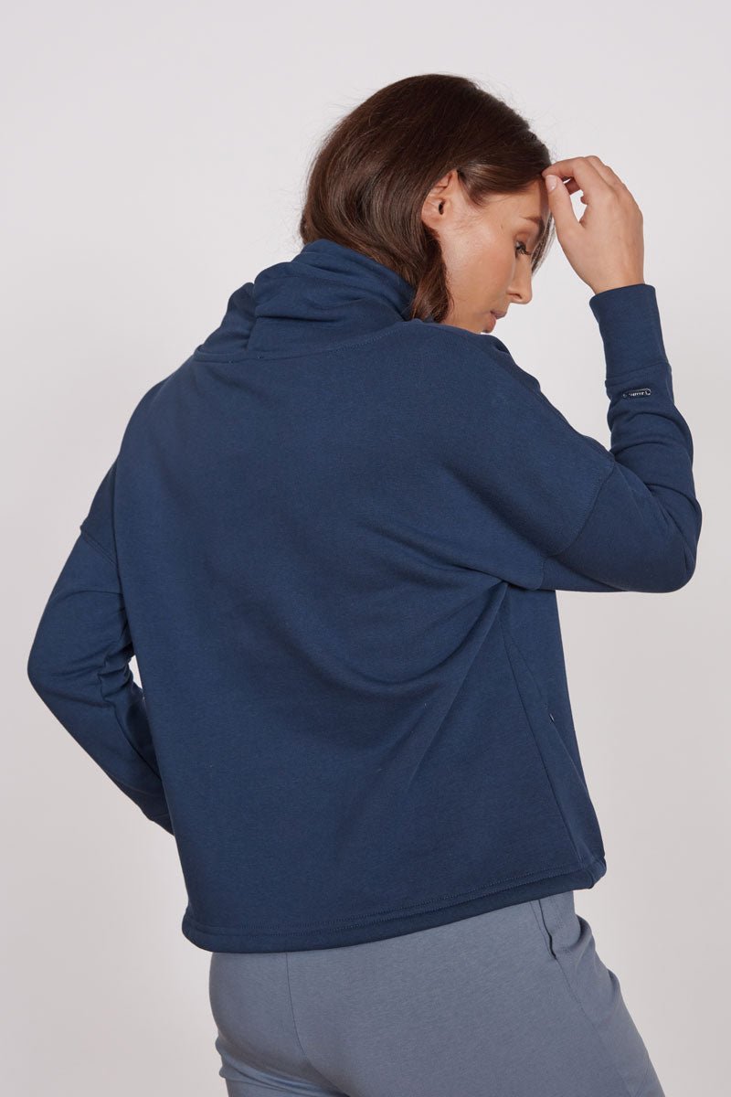 Jeetly.comEvelyn Navy Cowl Neck Pullover TopLoungewear