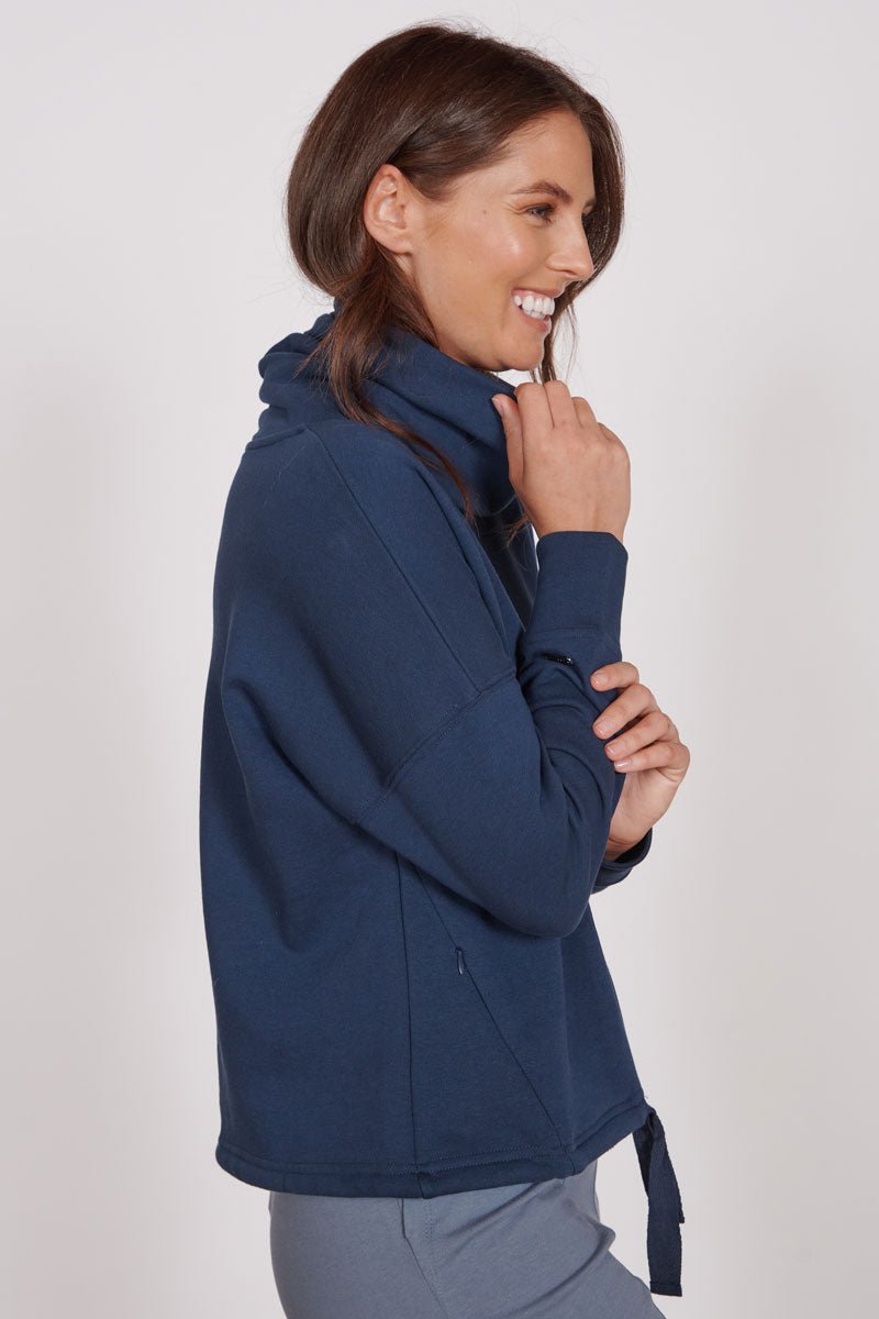 Jeetly.comEvelyn Navy Cowl Neck Pullover TopLoungewear