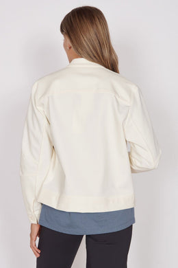 Jeetly.comGaia Cream Oversized Button Up Cropped JacketJacket