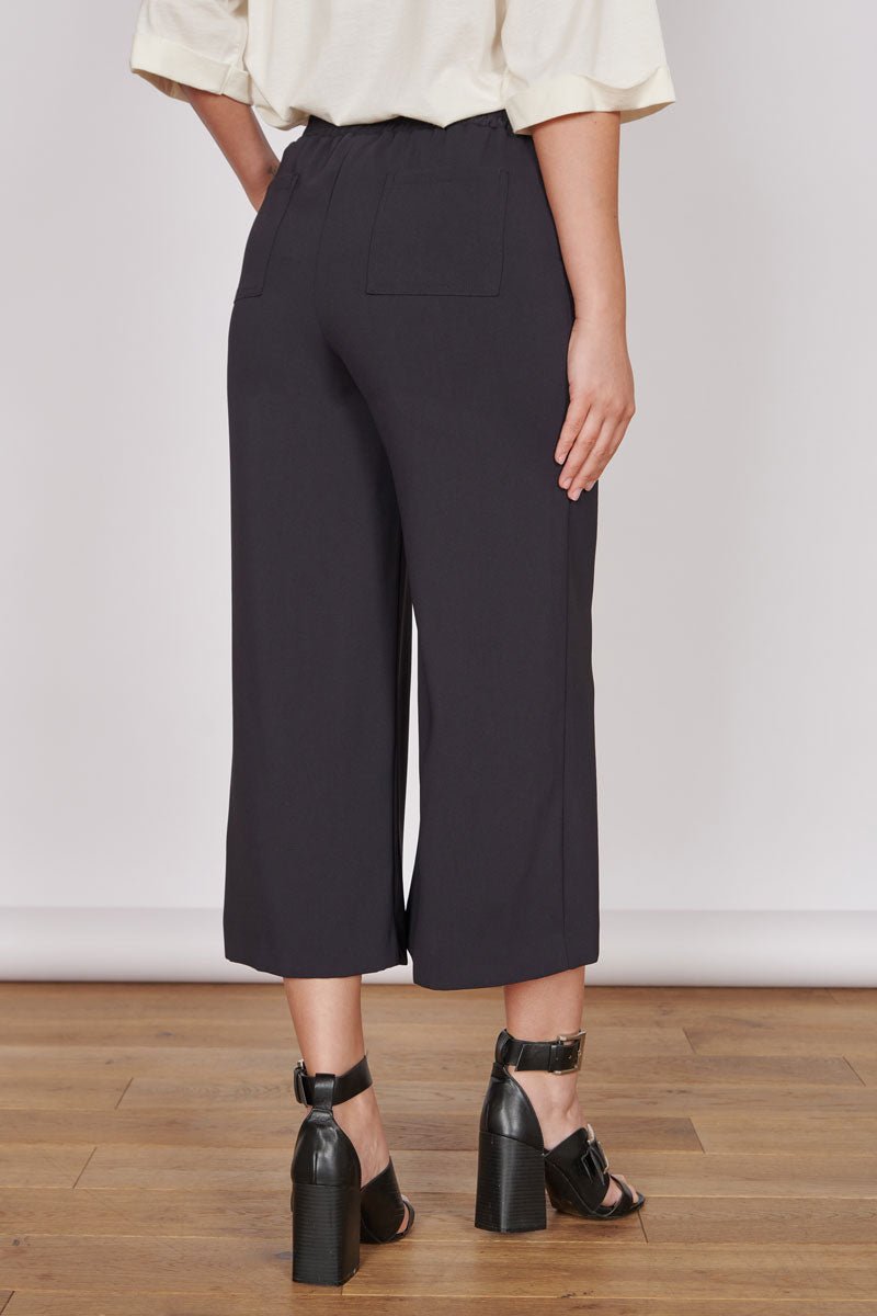 Ladies black wide sale leg cropped trousers