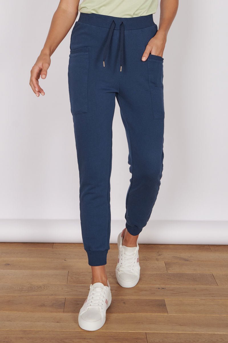 Navy blue jogging bottoms ladies hot sale