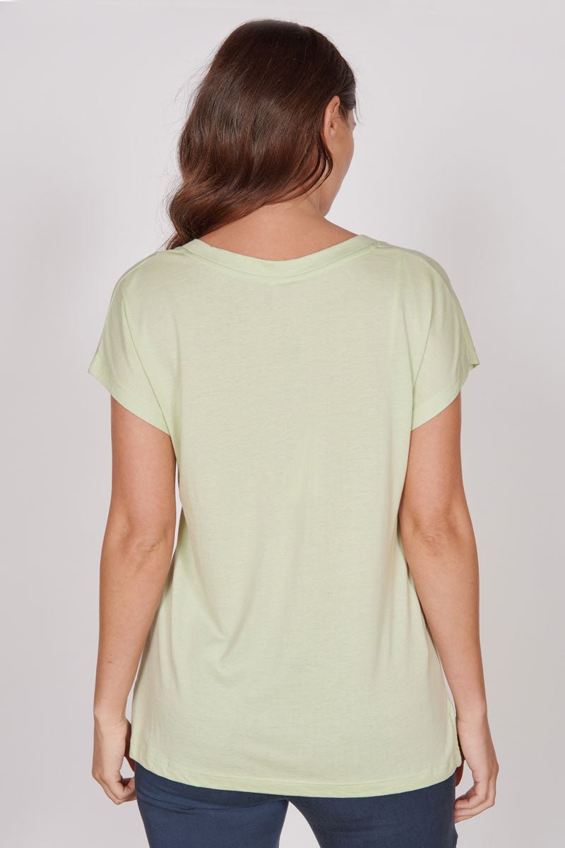 Jeetly.comPhoebe Green Sleeveless V Neck TopShirts & Tops