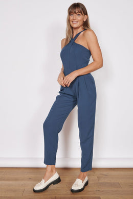 Jeetly.comRenee Navy High Cross Neck Tailored JumpsuitJumpsuit