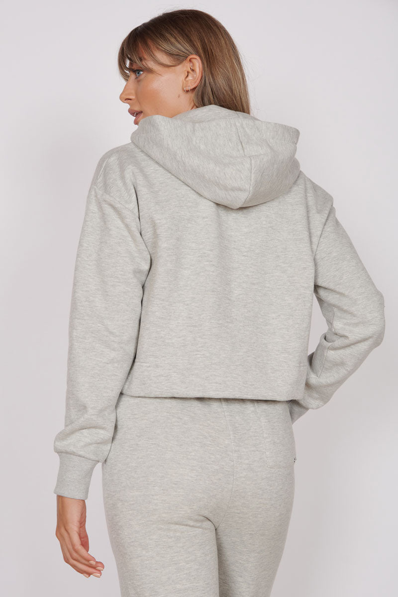 Jeetly.comRosa Light Grey Zip Through Cropped HoodieLoungewear