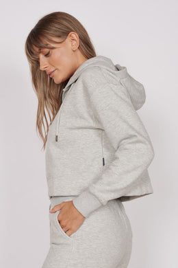 Jeetly.comRosa Light Grey Zip Through Cropped HoodieLoungewear