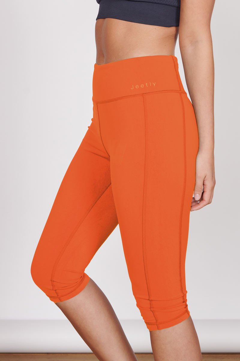 Jeetly.comTaylor Orange 3/4 Sports LeggingsActivewear