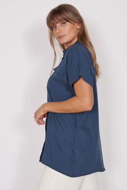 Jeetly.comThalia Navy Short Sleeve Utility ShirtShirts & Tops