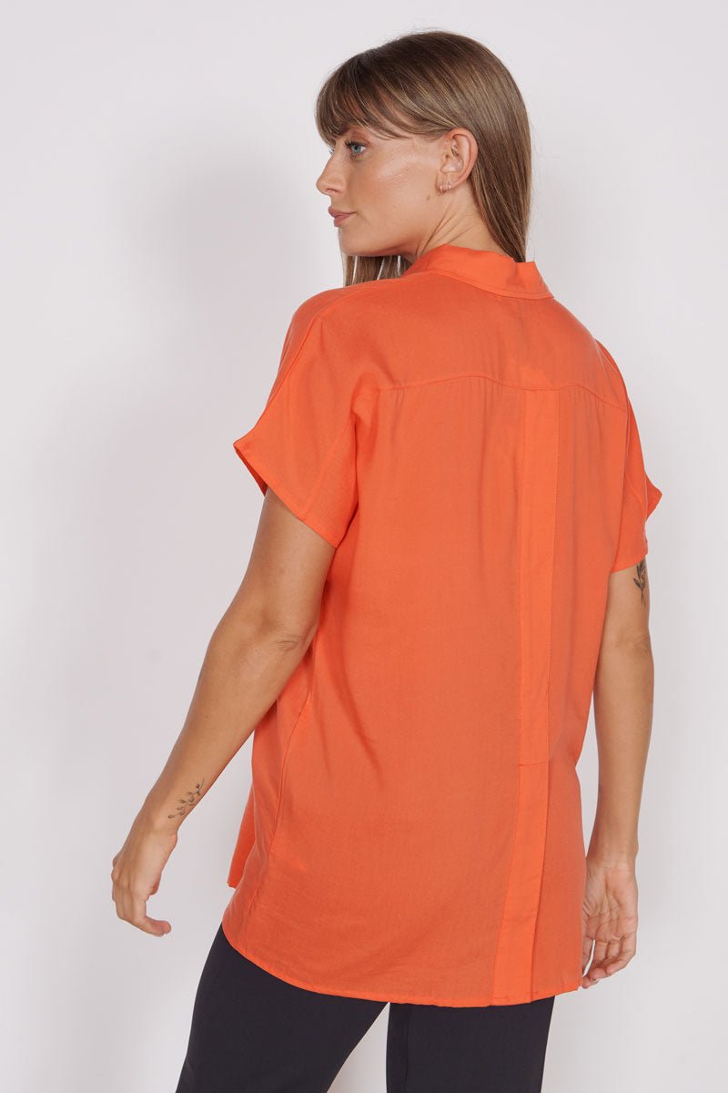 Jeetly.comThalia Red Short Sleeve Utility ShirtShirts & Tops