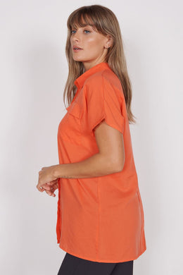 Jeetly.comThalia Red Short Sleeve Utility ShirtShirts & Tops